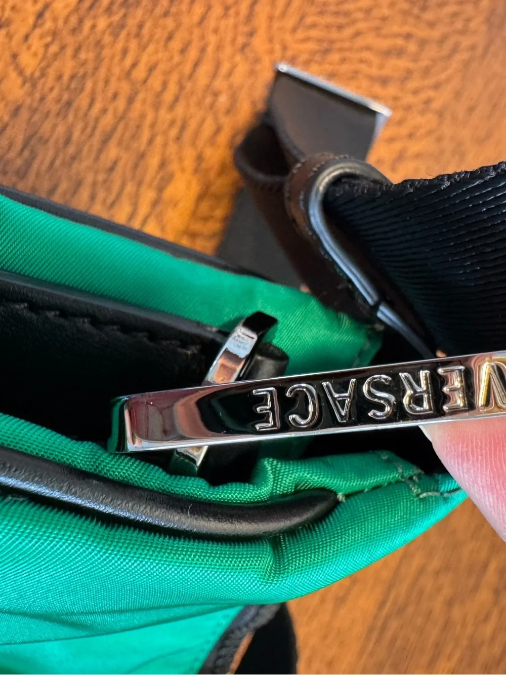 Versace La Medusa Green Nylon Crossbody Messenger Bag with COA